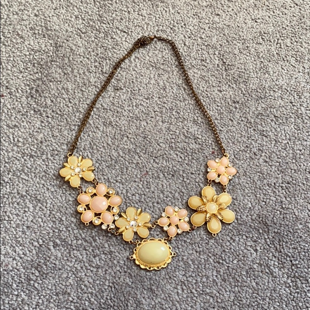 Pink flower statement necklace